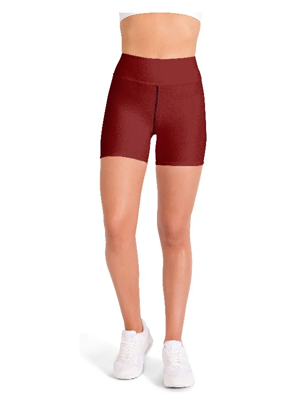 Solid Deep Red Yoga Shorts