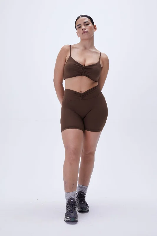 Ultimate Ruched Crop Shorts - Chocolate Brown