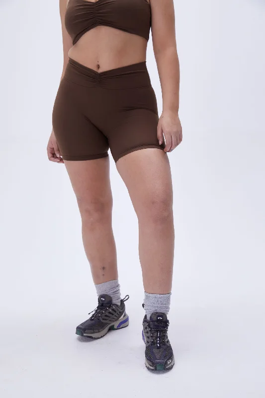 Ultimate Ruched Crop Shorts - Chocolate Brown