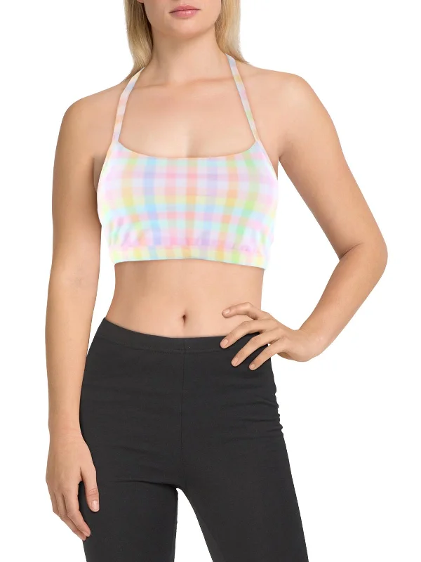 Womens Gingham Fitness Sports Bra