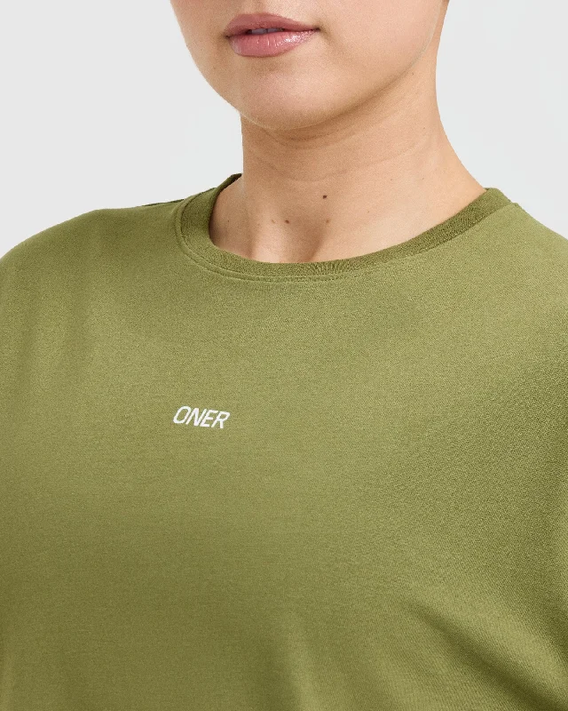 Classic Oner Graphic Oversized Lightweight T-Shirt | Olive Green