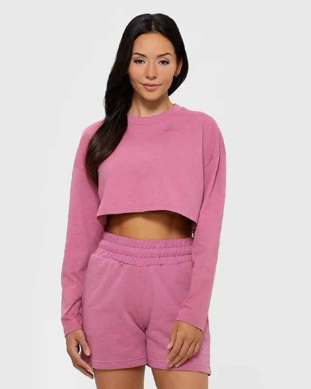 Comfort Oversized Cropped Long Sleeve T-Shirt | Heather Rose