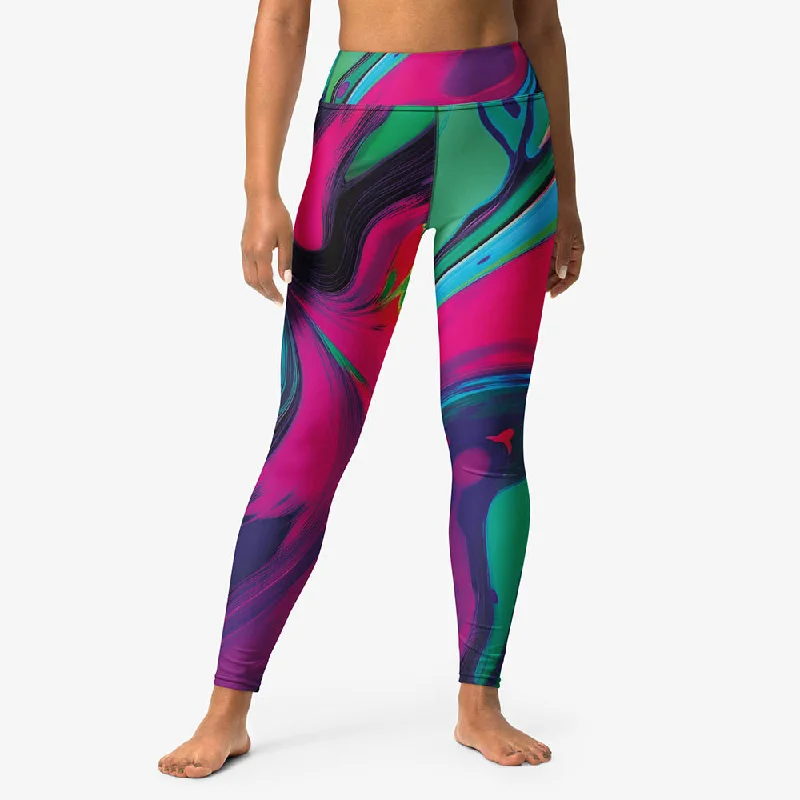 Printed Leggings ""Funky Lava"" Green/Magenta