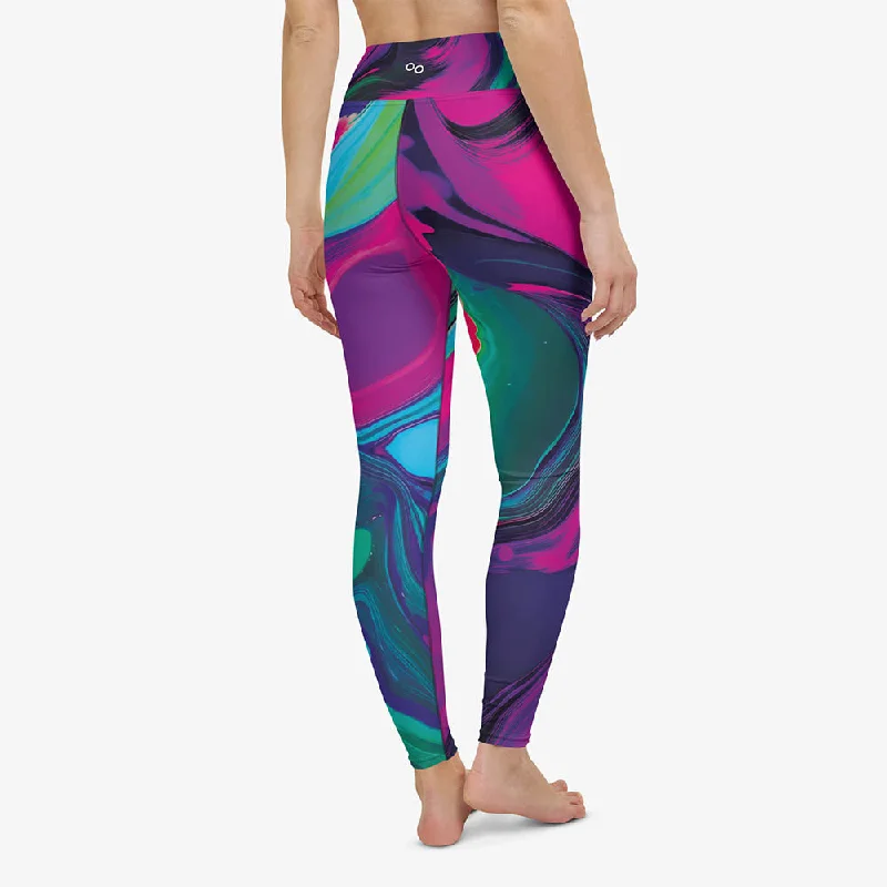 Printed Leggings ""Funky Lava"" Green/Magenta