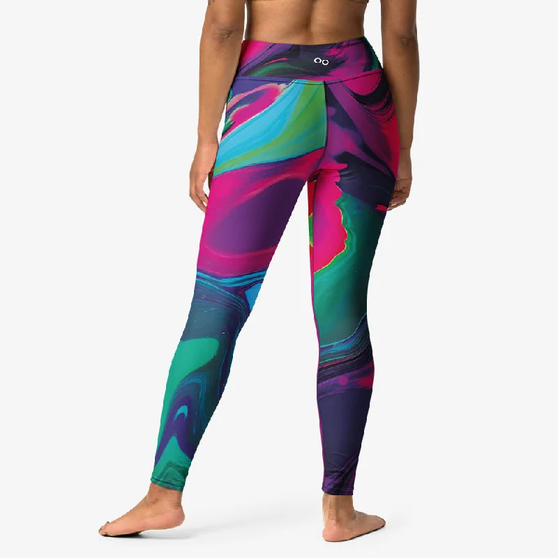 Printed Leggings ""Funky Lava"" Green/Magenta