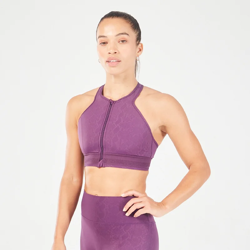 Serpent Zip Up Bra - Shadow Purple