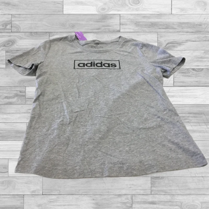 Athletic Top Short Sleeve By Adidas In Grey, Size: M