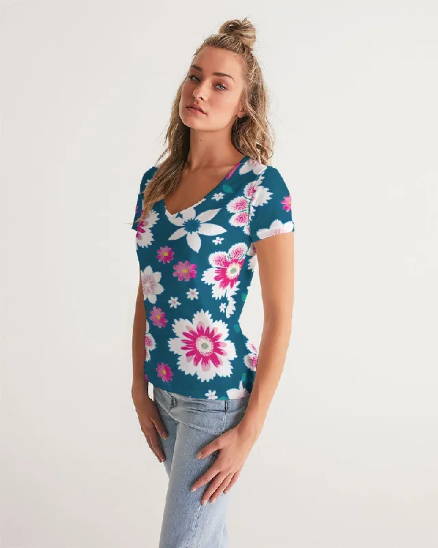 Beautiful floral pattern Women's All-Over Print V-Neck Tee