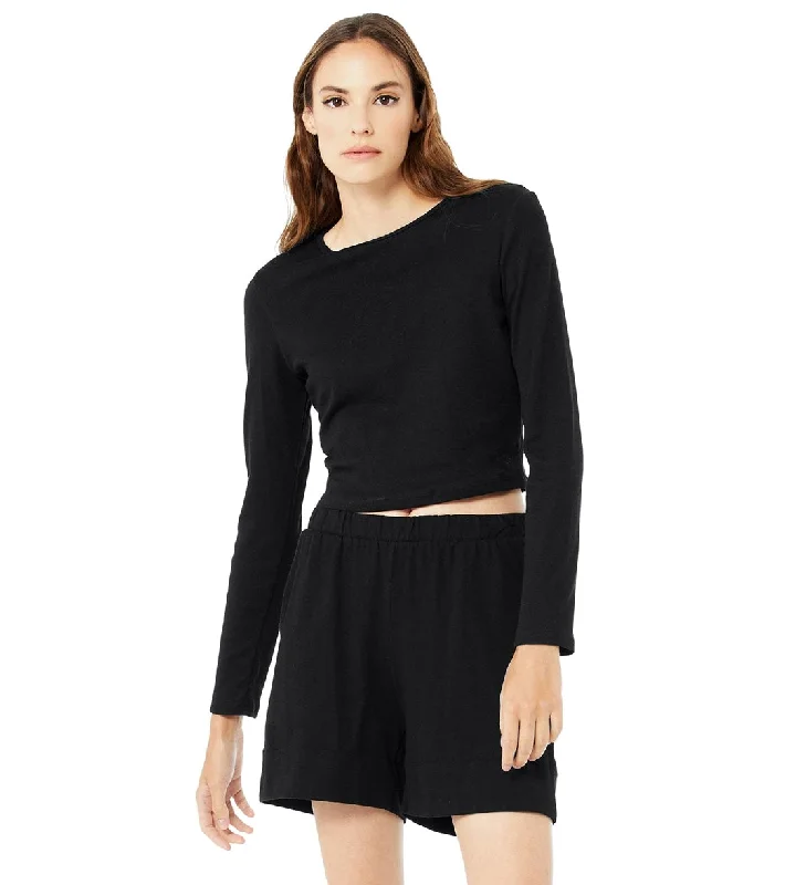 Bella + Canvas Long Sleeve Micro Rib Tee Solid Black Blend