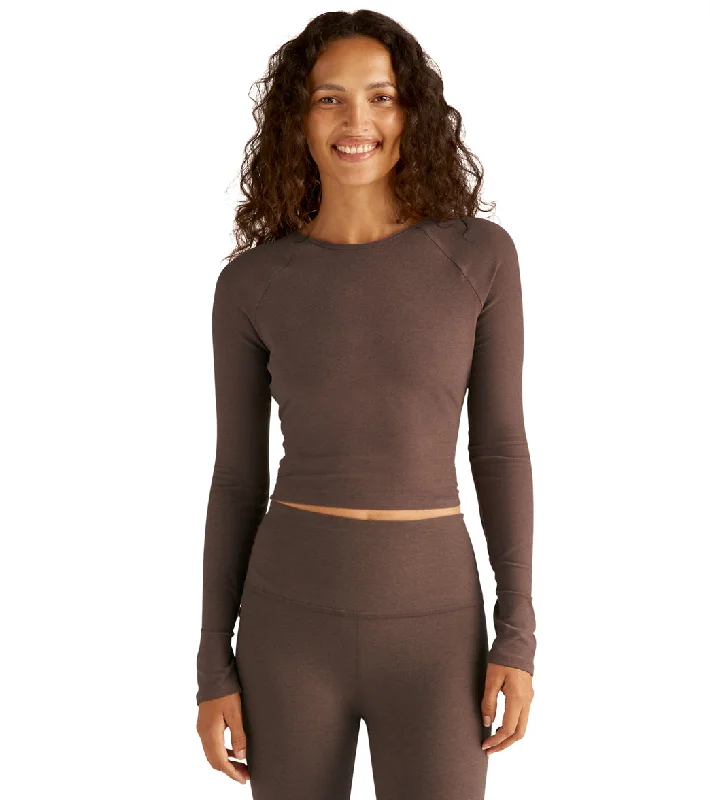 Beyond Yoga Spacedye Enlighten Cropped Pullover Truffle Heather