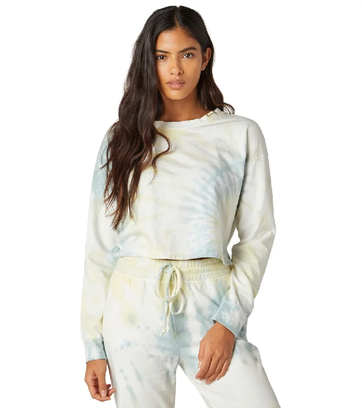 Beyond Yoga Weekend Boxy Cropped Pullover Mermaid Green-Limoncello Tie Dye