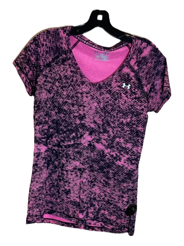 Black & Pink Athletic Top Short Sleeve Under Armour, Size S