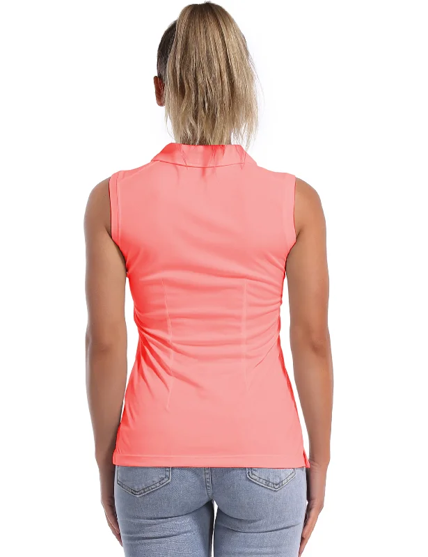 Sleeveless Slim Fit Polo Shirt coral