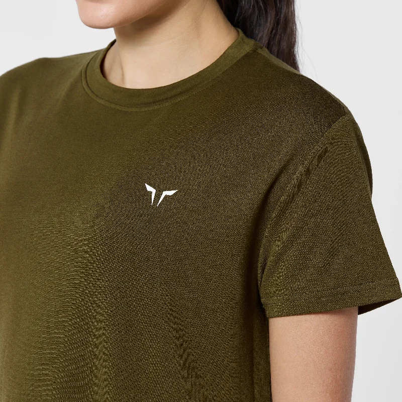 Essential Longline Oversized Tee - Dark Olive