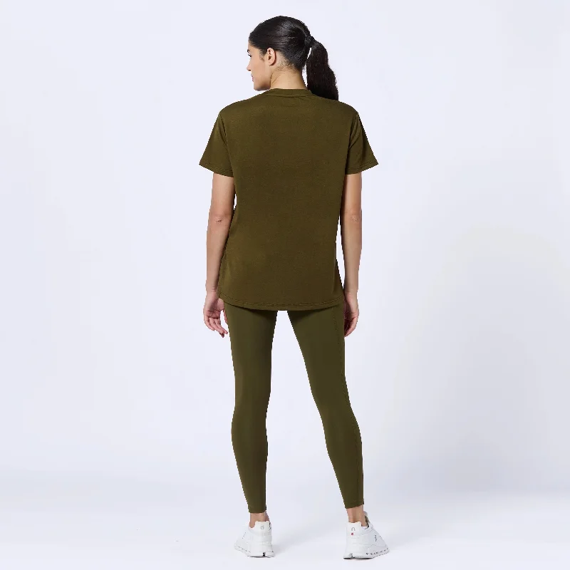 Essential Longline Oversized Tee - Dark Olive