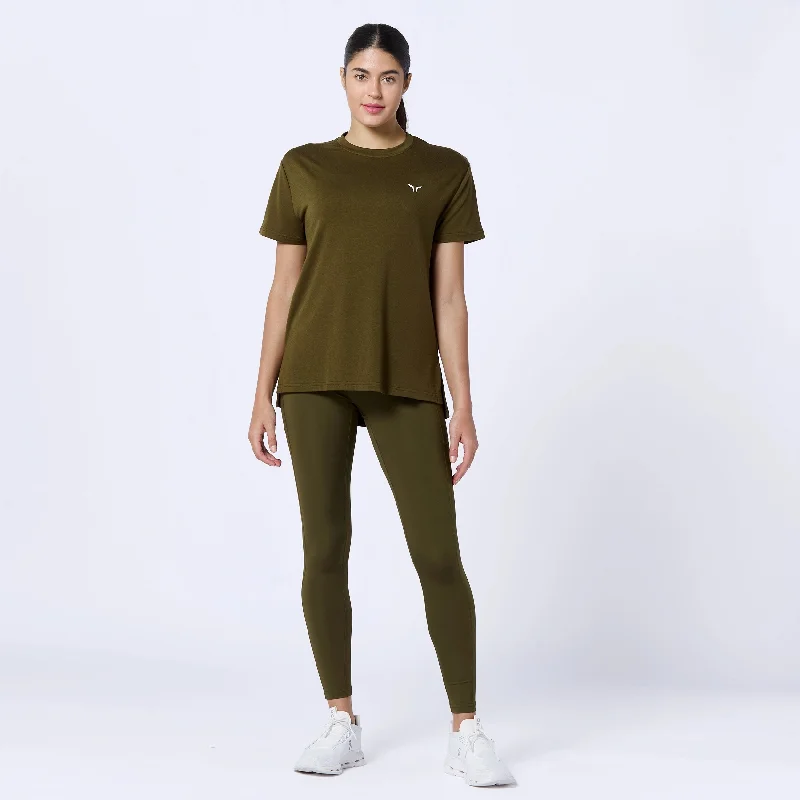 Essential Longline Oversized Tee - Dark Olive