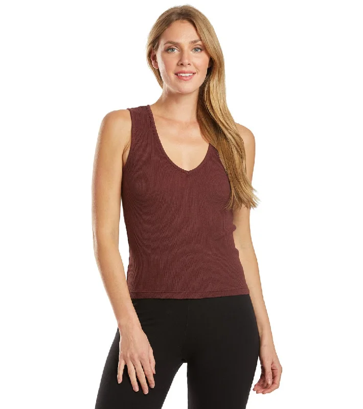 Hard Tail Deep V Yoga Tank Top Bordeaux